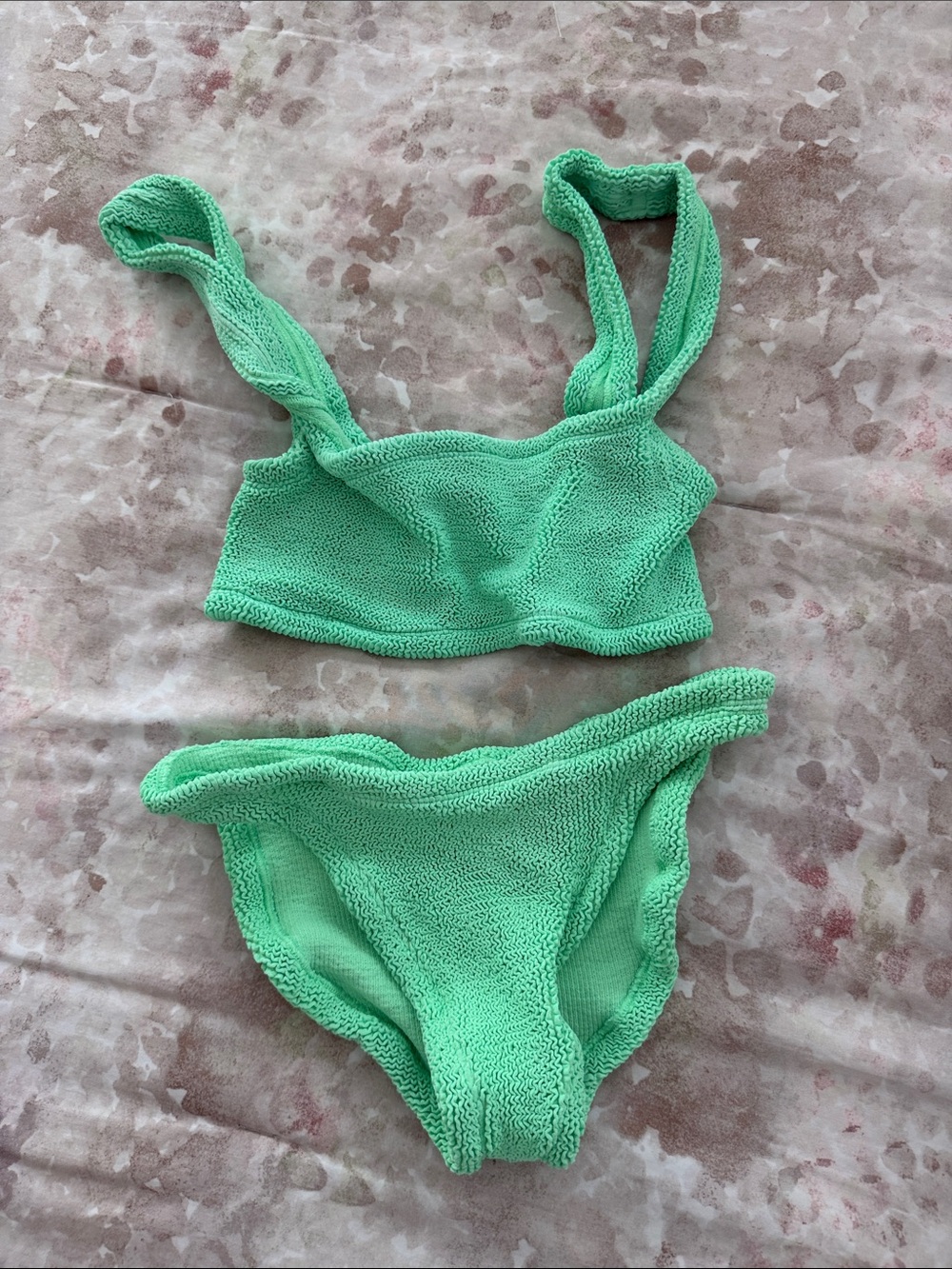 Hunza G Kids Mint Green Textured Bikini Set